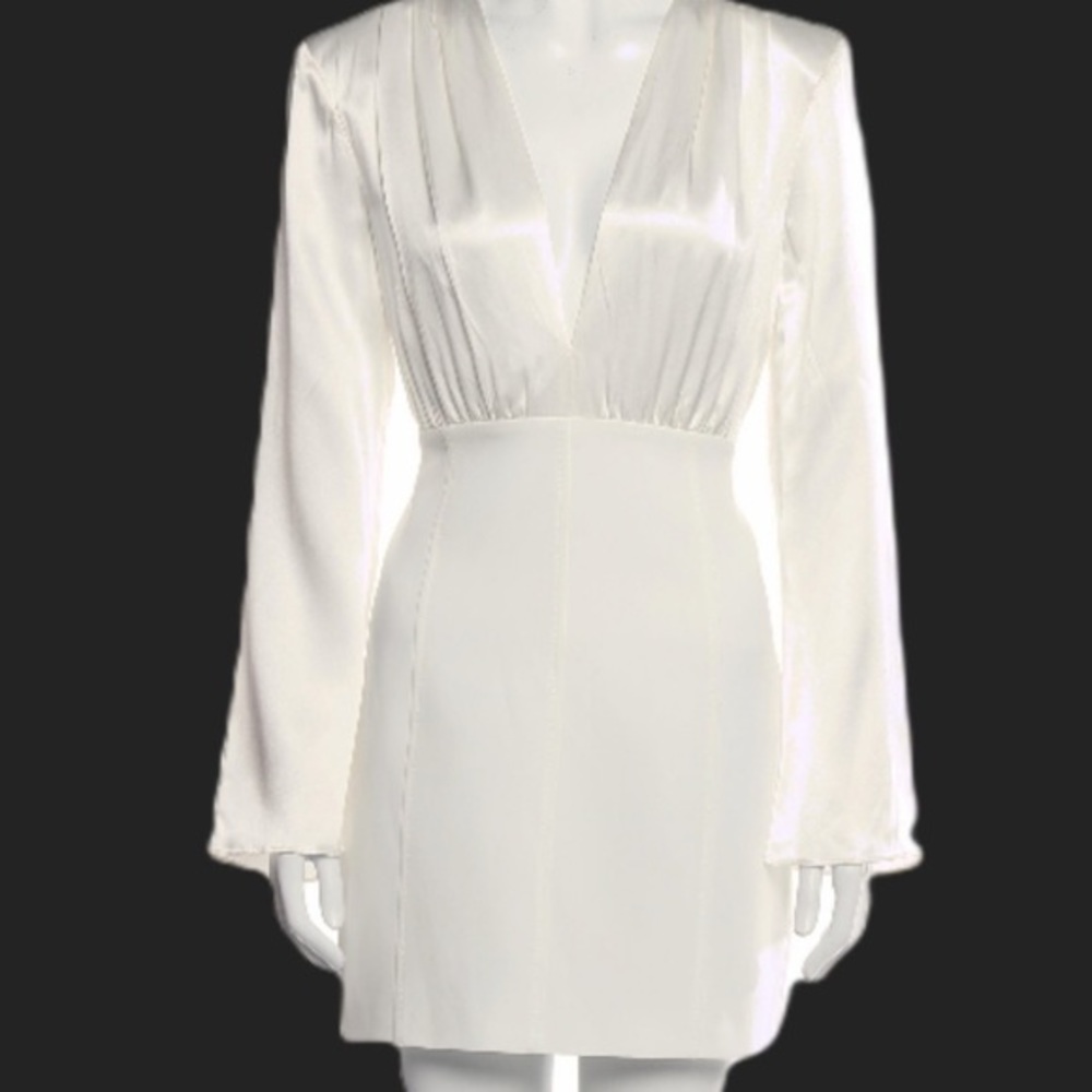 White Long Sleeve Silk Dress Size 10 - Picture 9 of 9